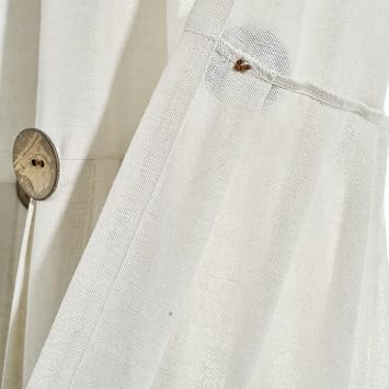 Lush Decor Linen Button Farmhouse Kitchen Curtains Tier Set 29W x 24L Off White - Linen Cafe Curtains Farmhouse - Modern Farmhouse Decor