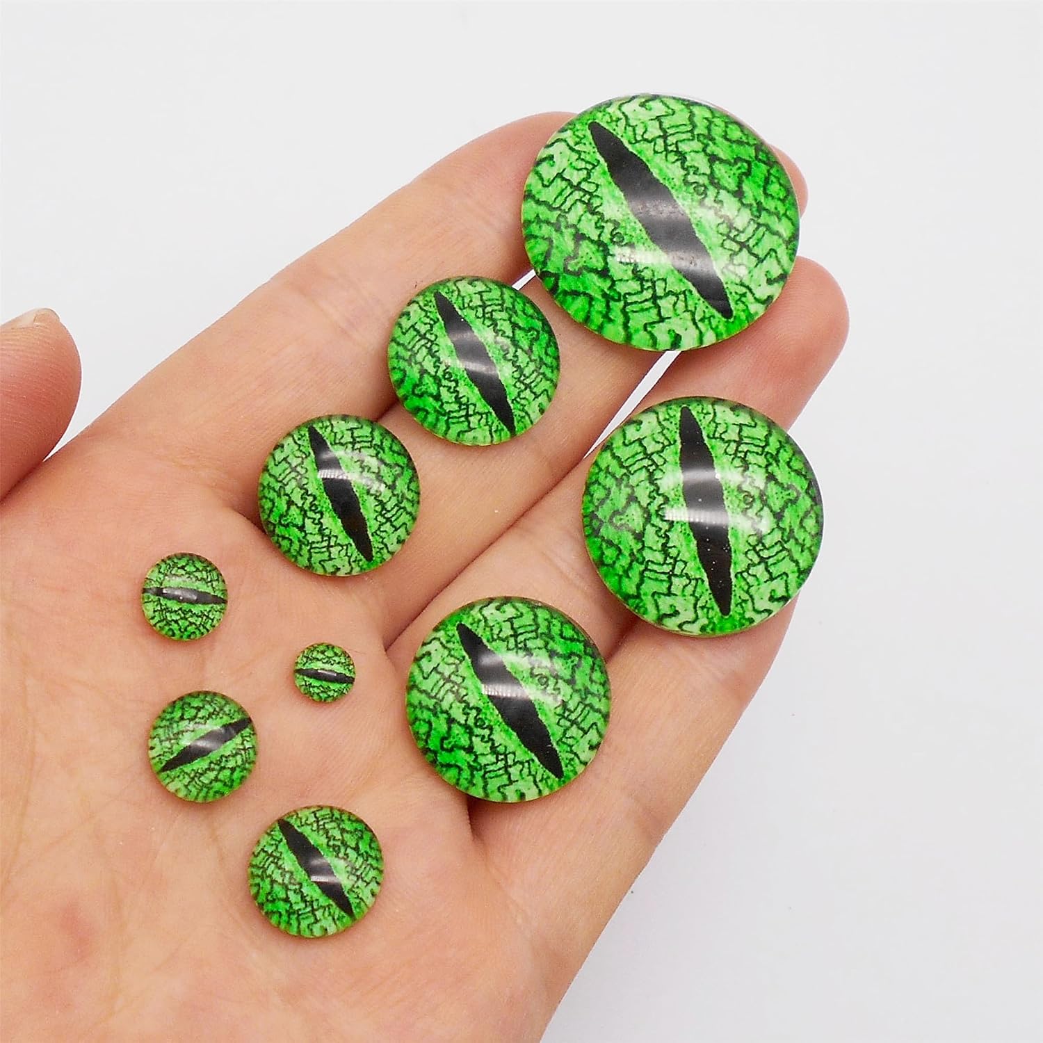 Luminous Vertical Pupil Eye Glass Cabochon Glow-in-the-Dark Dragon Eye Animal Eye Flatback Demo for Figure Doll, Clay Animal, Jewelry Making, Sculptures, DIY Crafts (8mm, 100 Pair)