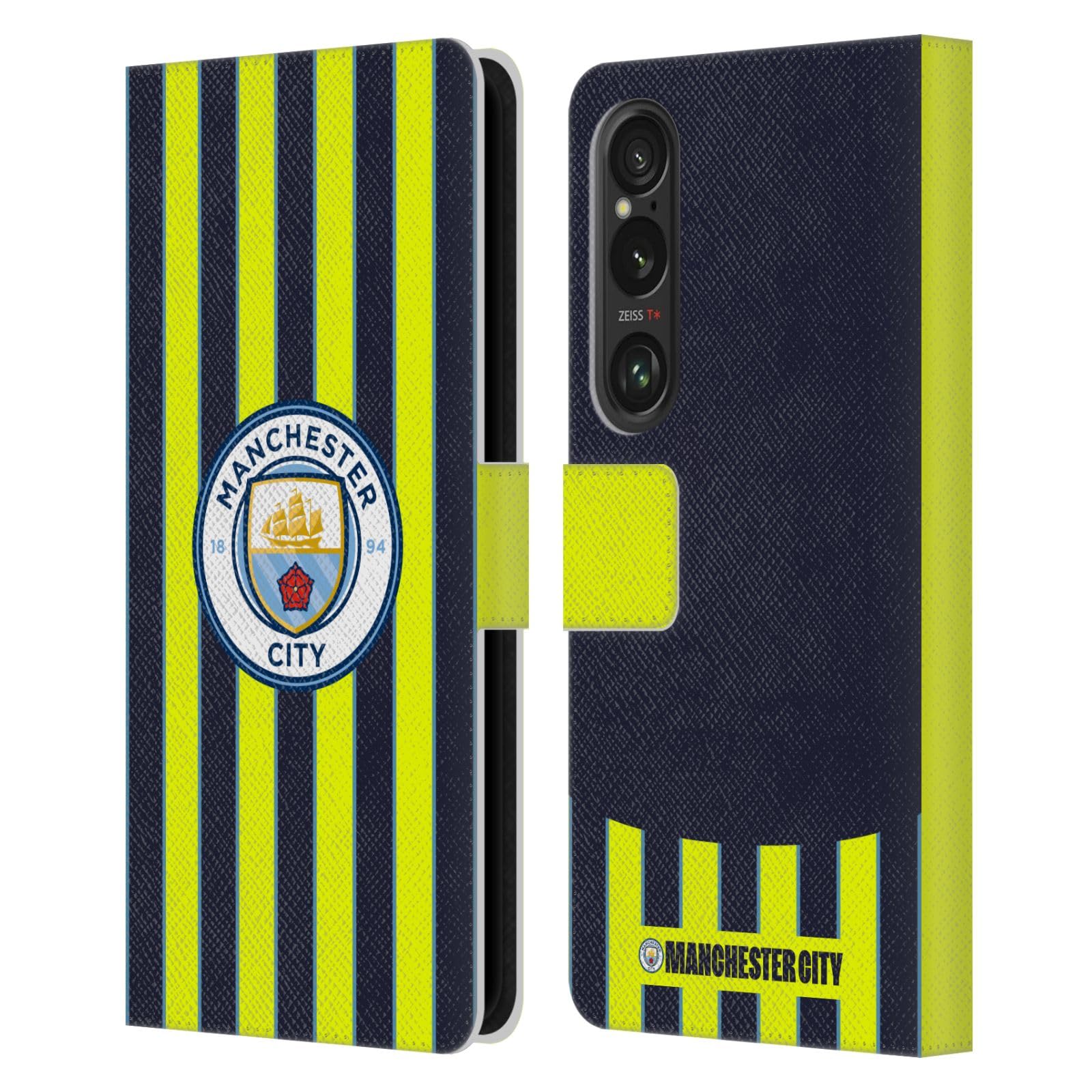Head Case Designs Officially Licensed Manchester City Man City FC Away 2024/25 Badge Kit Leather Book Wallet Case Cover Compatible with Sony Xperia 1 VI 5G