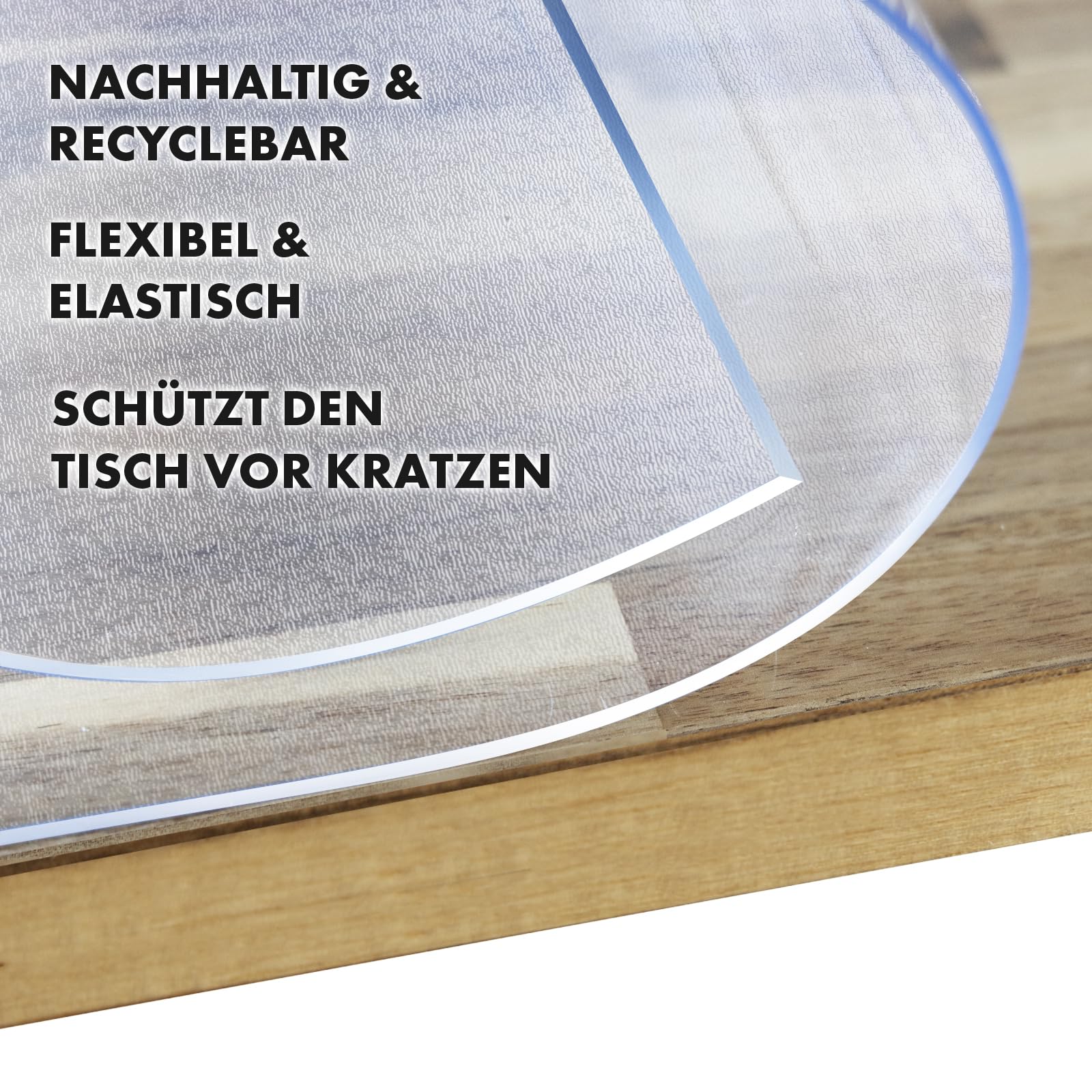 Floordirekt - Transparante tafelfolie met 45° afgeschuinde rand