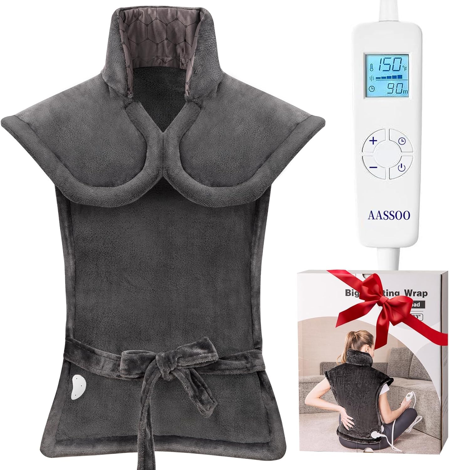 Graphene-Infused Heating Pad for Neck Shoulder and Back,Birthday Gifts for Women Men Dad, Weighted Electric Neck Shoulders Heat Pad for Pain Relief, 24″x33″, ETL Certified