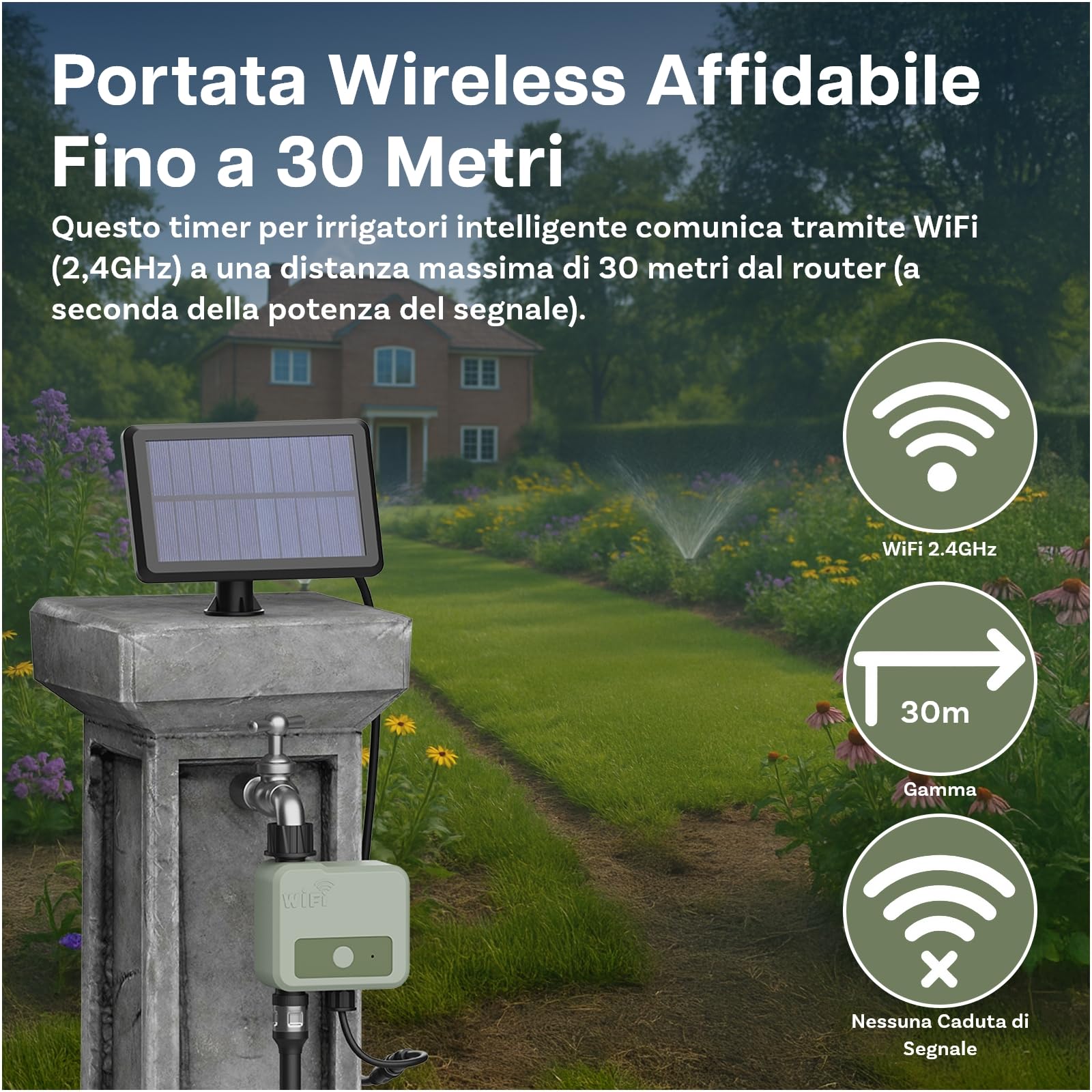 Timer Irrigazione WiFi Smart di MMOBIEL – Programmatore per Irrigazione Alimentato da Solare & USB - 30m Raggio Wireless, Programmazione Automatica, Resistente alle Intemperie - Facile Installazione