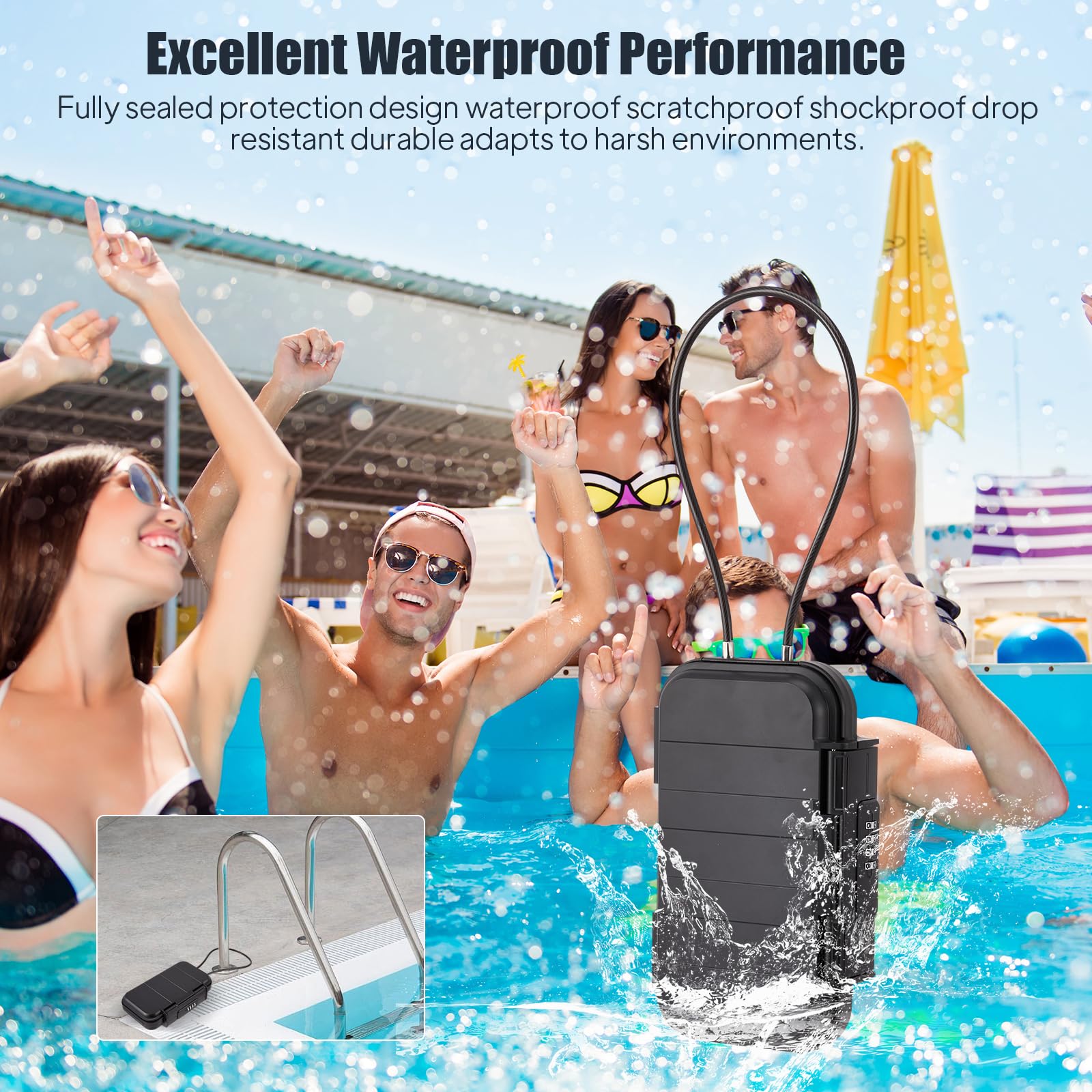 Cassaforte portatile con codice, scatola di sicurezza, impermeabile, antifurto, mini lucchetto a combinazione con serratura a combinazione per i vostri oggetti di valore, cassaforte da spiaggia per