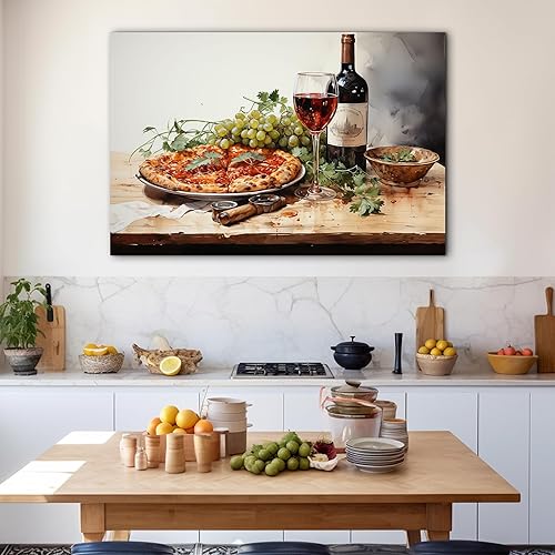 Miniatura 37 de Hzddty Lienzo decorativo para pared, diseño rústico de cocina, vino tinto y pan, cuadros de comida para decoración de pared, impresiones de pintura