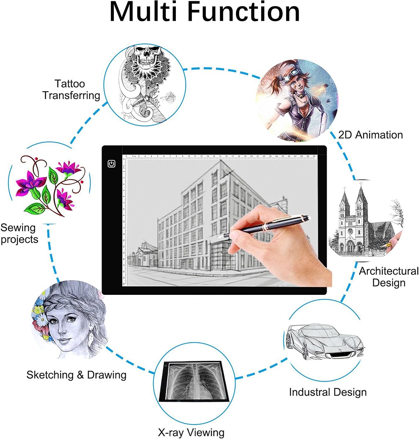 Ultra-Thin Portable LED Light Box Tracer USB Power Cable Dimmable Brightness Artcraft Tracing Light Pad Light Box for Diamond Paint Artists Drawing Sketching Designing Stencilling (A4)