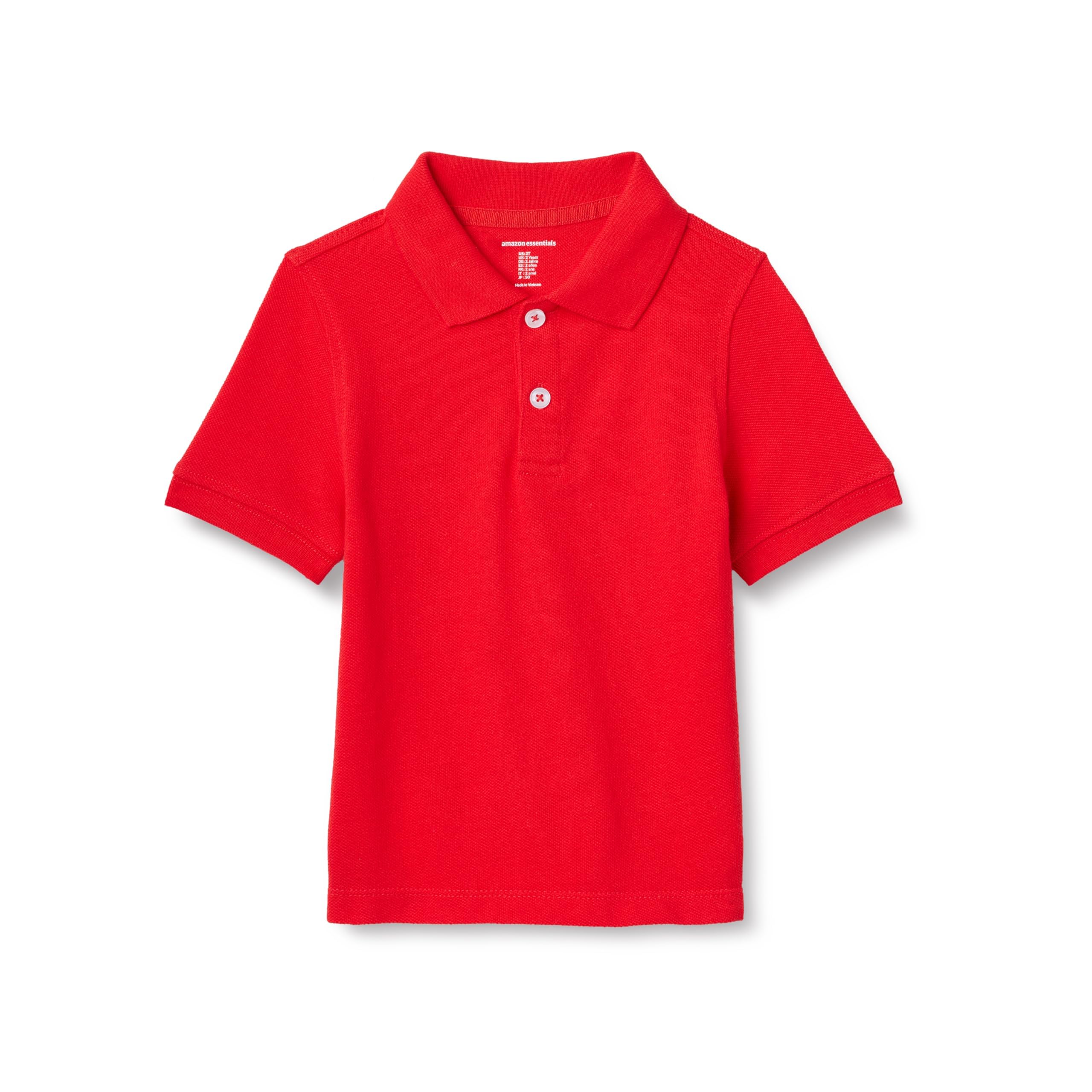 Amazon Essentials Toddler Boys' School Uniform Short-Sleeve Pique Polo Shirts, Breathable Cotton, Button Closure, Multipacks