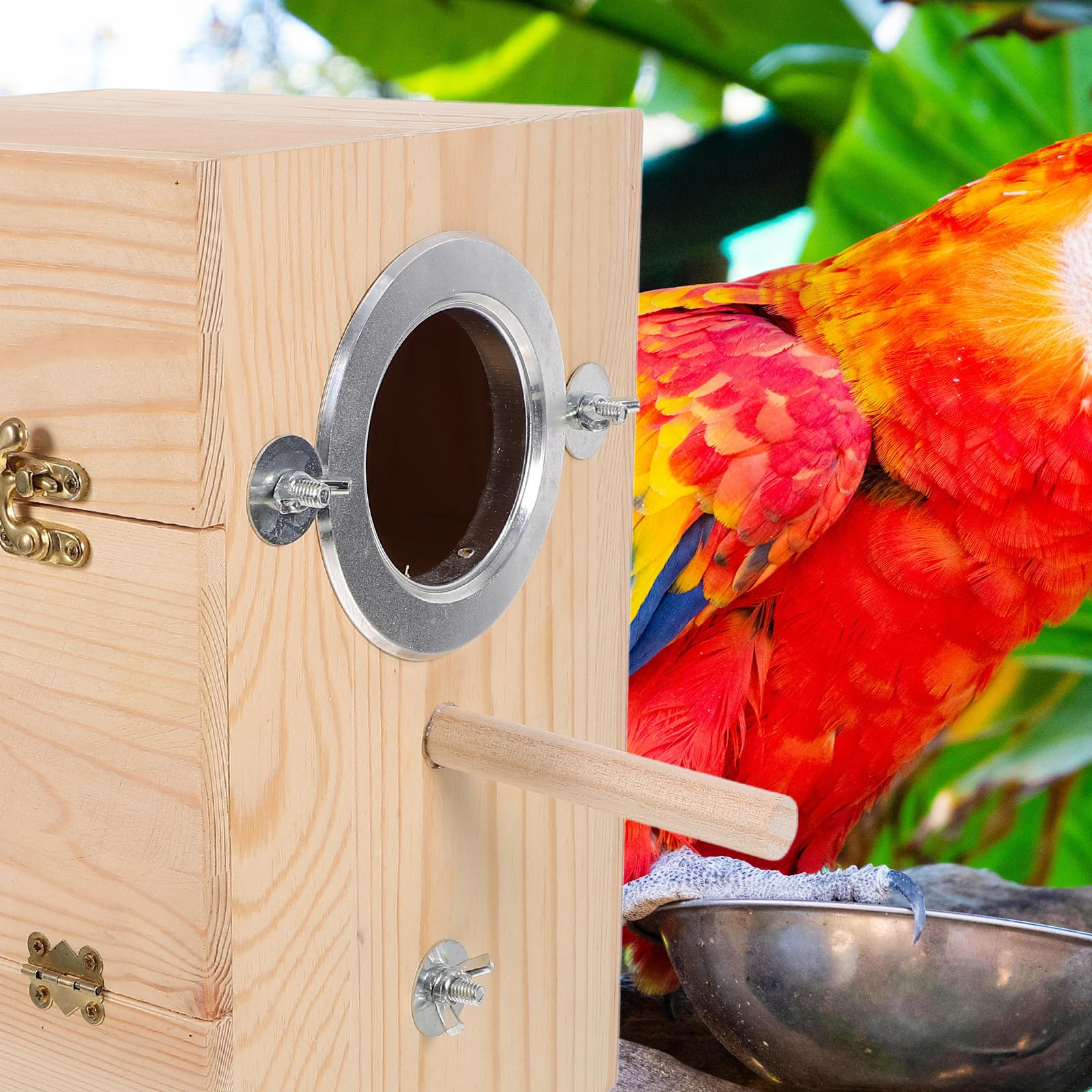 SHINEOFI Caja Nido para Pájaros de Madera Natural Apertura Fácil, Diseño Elegante y Segura para Anidación en Jardín y Decoración Interior y Exterior