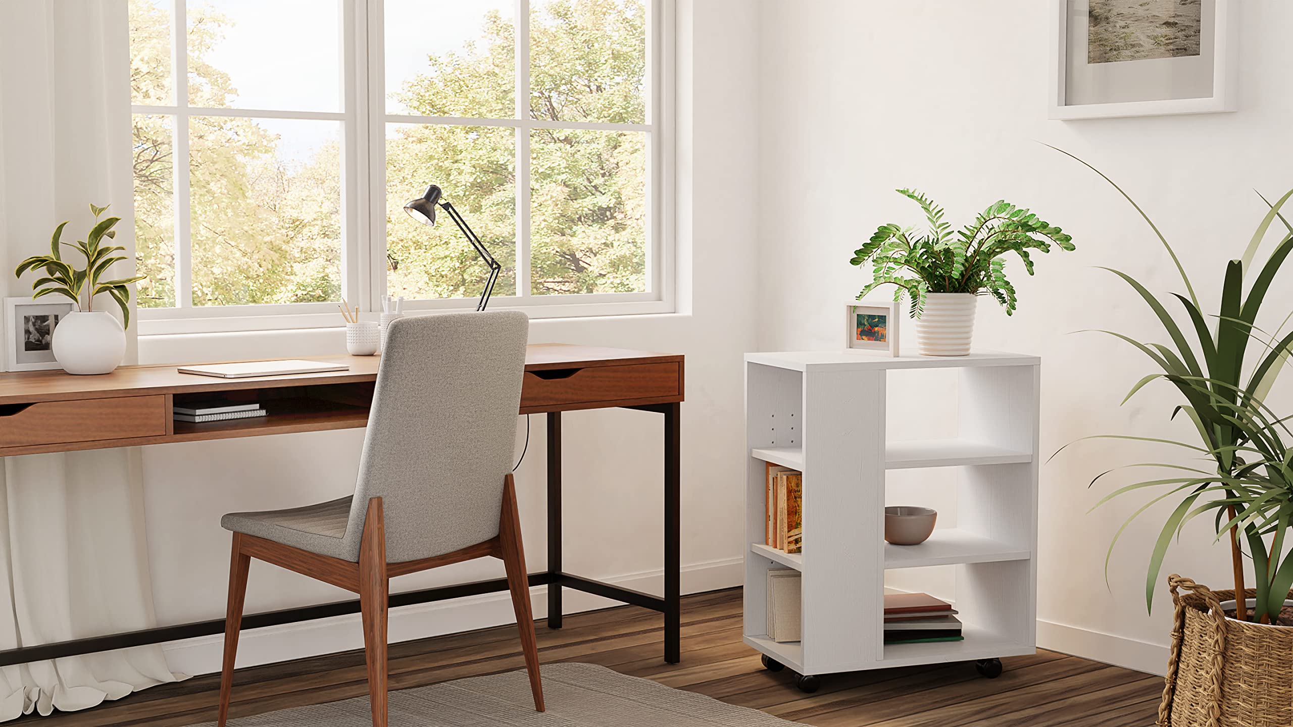 Druckertisch mit Rollen Weiß - Druckerständer - Regal Mit Rollen - Rolltisch - Druckerschrank - Multifunktionaler Druckerwagen - Druckerregal 3 Ebenen für Büro und Zuhause