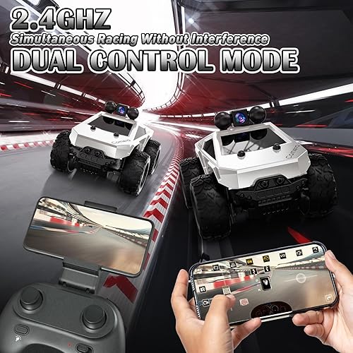 Miniatura 4 de Autos RC con cámara de control remoto con cámara 720P HD FPV, automóvil de control remoto todo terreno con batería recargable de luz corporal,