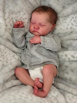 RXDOLL 19 inch Reborn Baby Dolls Silicone Full Body Boy Sleeping Realistic Newborn Baby Dolls that Look Real Lifelike Reborn Babies Weighted Gifts Set for Kids Xmas Gift