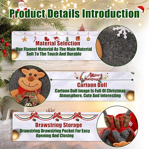 Miniatura 5 de Armilem 3 bolsas de regalo de Navidad para muñecas, bolsas de regalo de muñeca de punto de Navidad, bolsas de regalo con cordón de Navidad, bolsa de