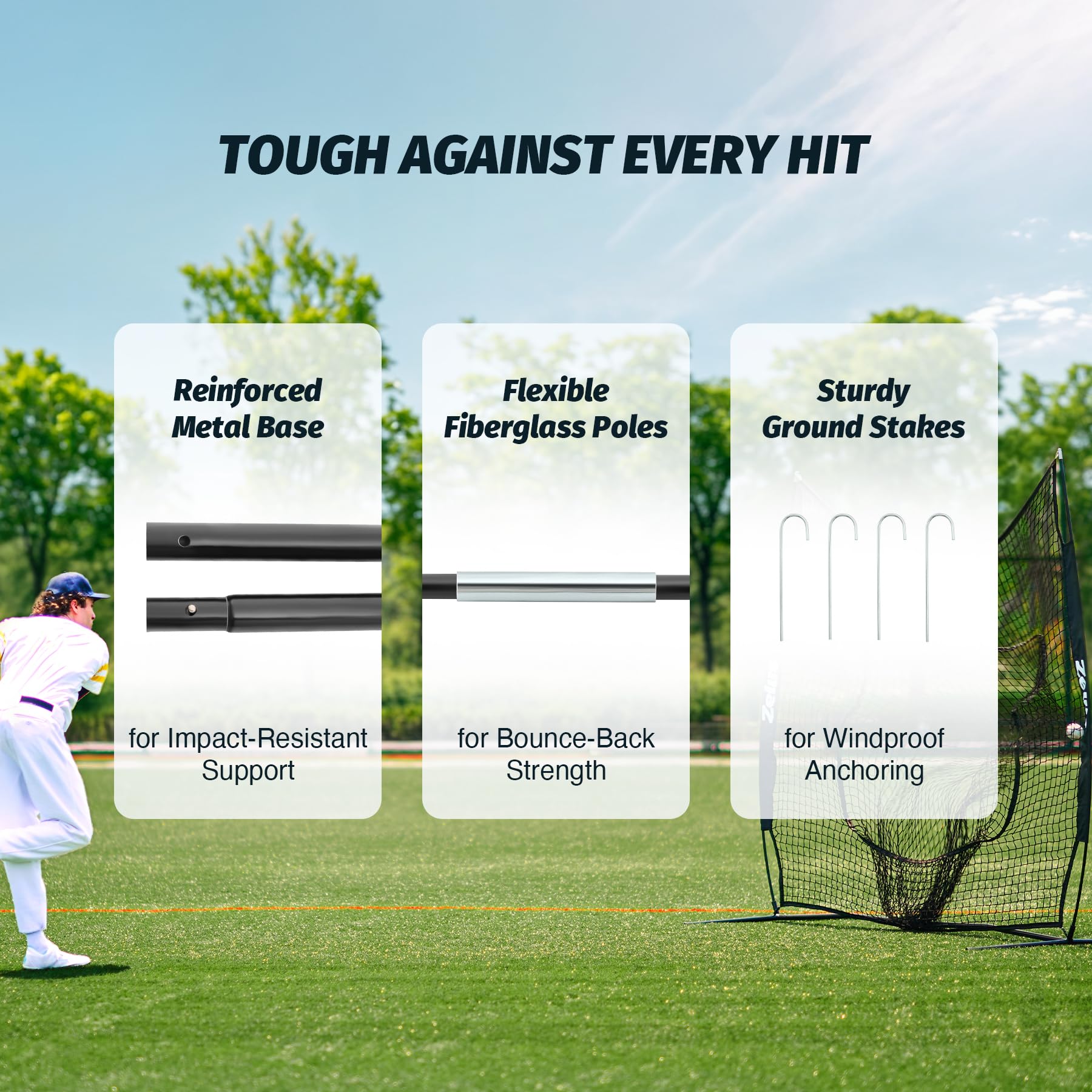 7X7Ft/8X8Ft Baseball Softball Net With Steel Frame For Batting, Hitting, Pitchin - View #10