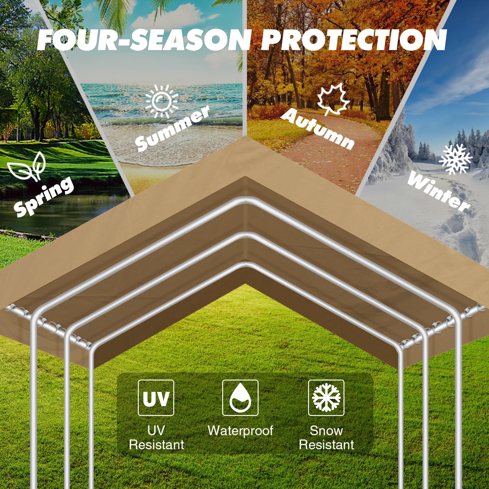 Carport Canopy Cover - Waterproof & UV Protection -5