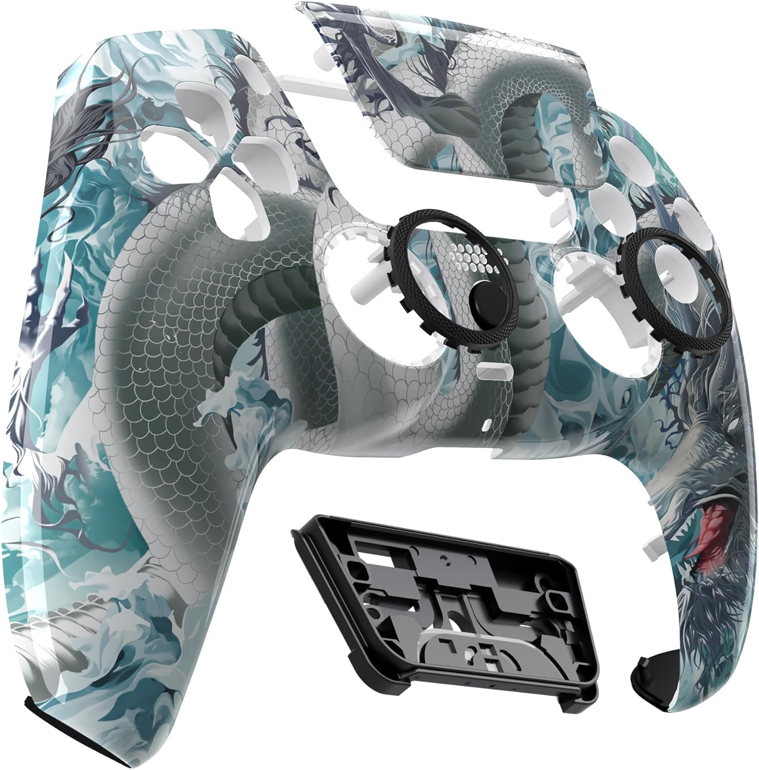 eXtremeRate LUNA Redesigned Front Shell Touchpad Compatible with ps5 Controller BDM-010 020 030 040 050, Jade Dragon Cloud Dominator Replacement Faceplate Case Touch Pad Compatible with ps5 Controller - Image 4