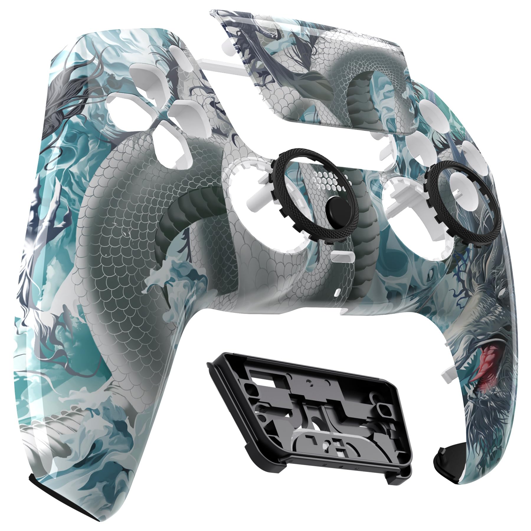 eXtremeRate Luna Cover Ricambio per ps5 Controller,Custodia Copertura Frontale Scocca Shell Ridisegnato&Touchpad&Anelli Compatibile con ps5 Joystick BDM 010/020/030/040/050-Loong nelle Nuvole