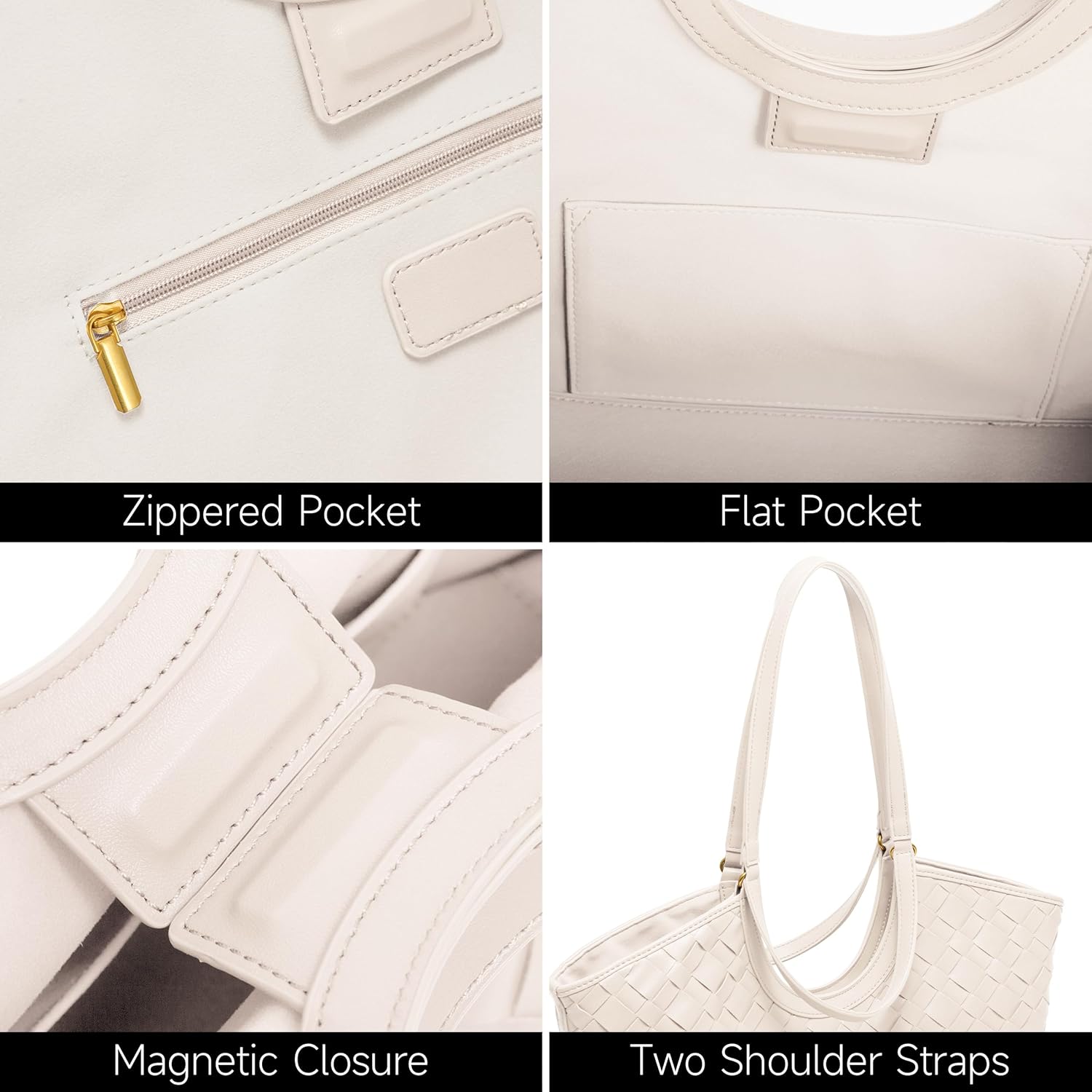 Large Woven Tote Bag for Women, Braided Shoulder Bag Designer Tote Purse Top-Handle Handbag Vegan Leather Under Arm Bag
