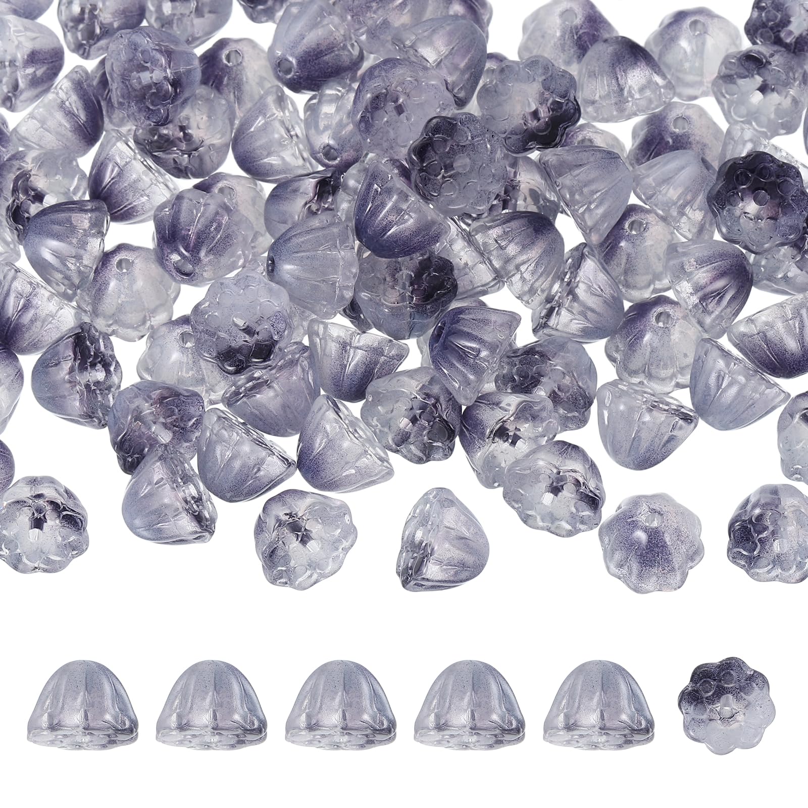 Perles de lotus en verre bleu foncé pour ateliers bijoux et moments créatifs