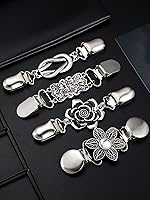 Vista 6 de Jetec -4 clips de chal de suéter vintage, estilo retro, para mujer, niña, clips de cárdigan camisa, broches de 4 estilos