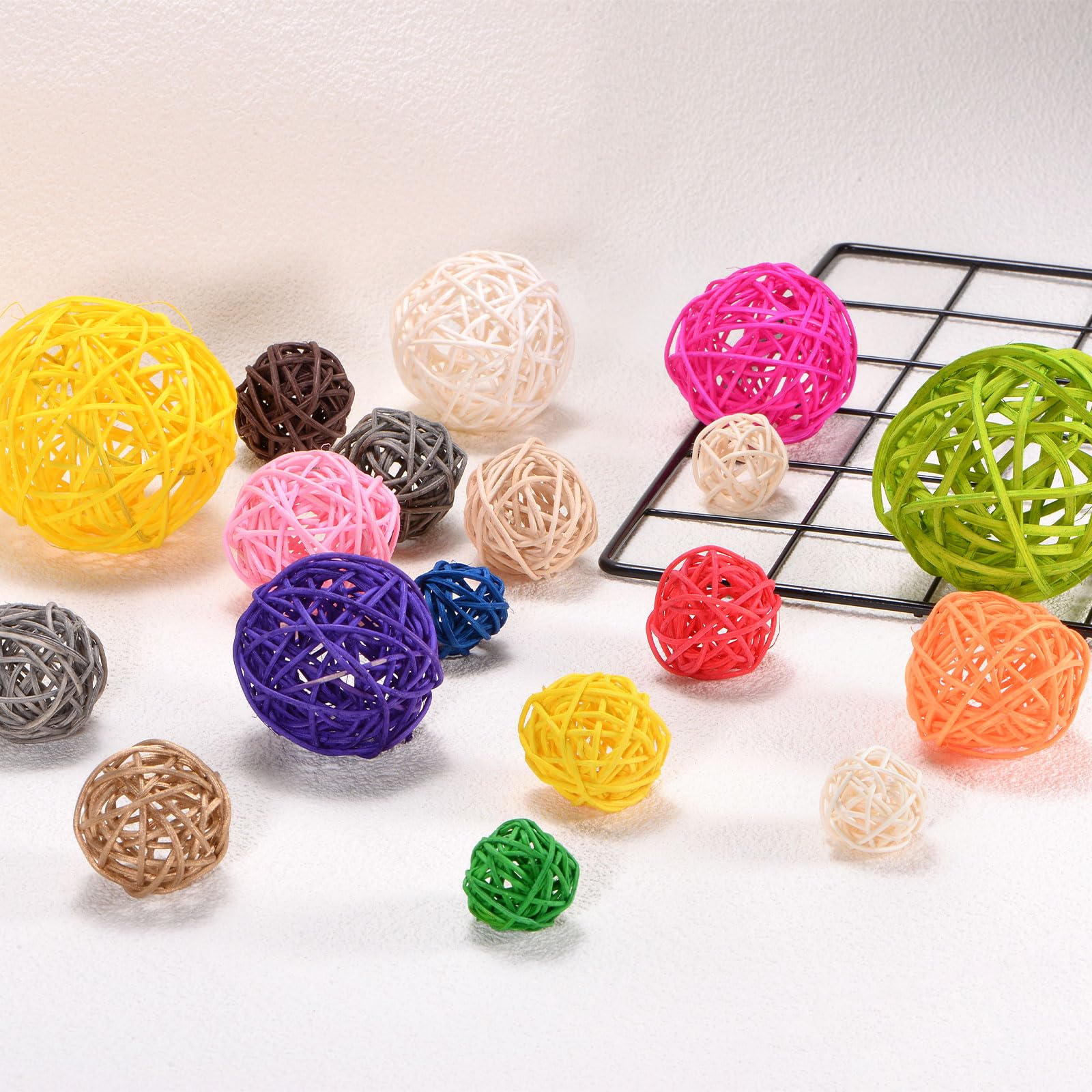 Palline Decorative Vintage per Vasi, Riempitivo Naturale per Potpourri, Assortimento di Sfere in Vimini e Rattan, Palline in Cotone