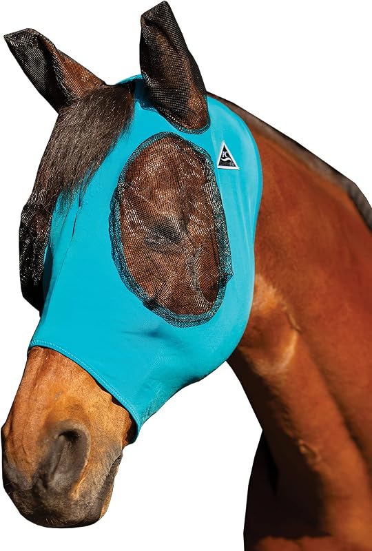 Máscara contra moscas para cavalos em Lycra com tela nos olhos e orelhas Professional's Choice ComfortFly Pacific Blue (CFM100-PAC)