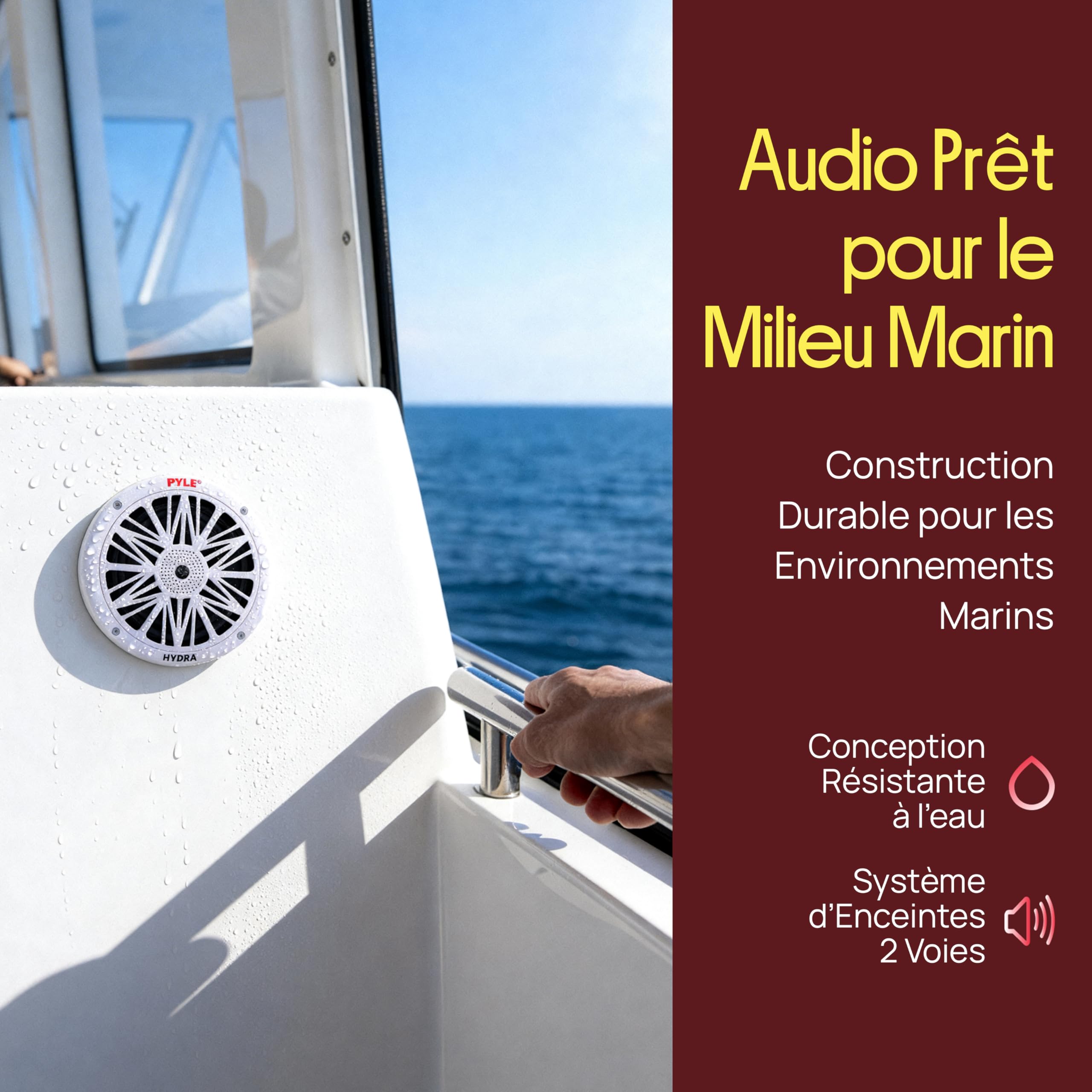 Pyle Haut-Parleurs Marine - Enceintes Extérieurs 2 Voies - Système Audio Stéréo Extérieur Résistant à l'Eau et aux Intempéries - Haut-parleur Marin étanche - 200 Watts - 1 Paire - Blanc