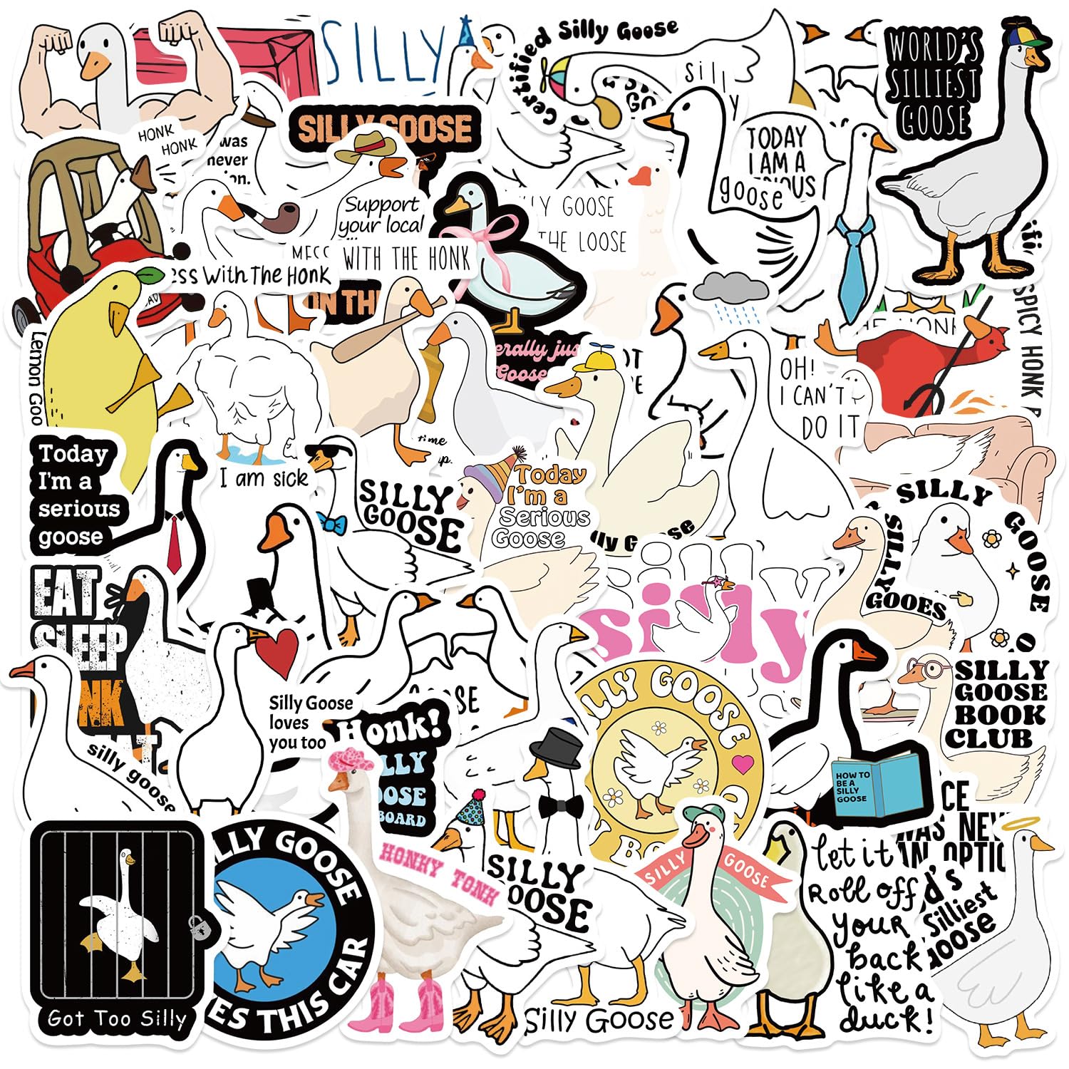 Interesting Duck Sticker 50PCS for Water Bottles Bicycle Laptop Computer Phone Case Luggage Skateboard Refrigerator Bike Helmet,Cute Cartoon Animals Ducks Waterproof Decals for Teens Kids Adults