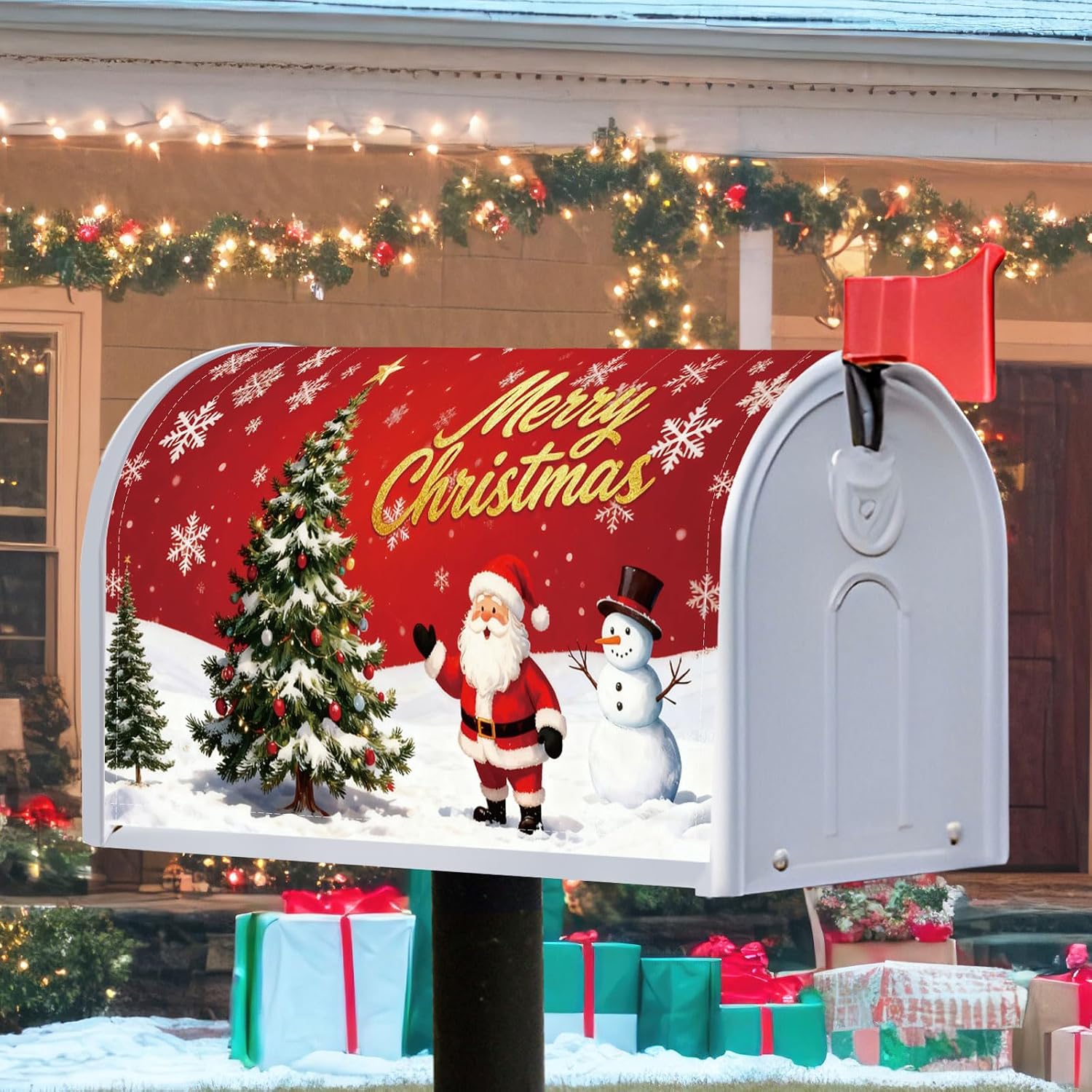 Merry Christmas Mailbox Covers Magnetic Standard Size 21"x18"
