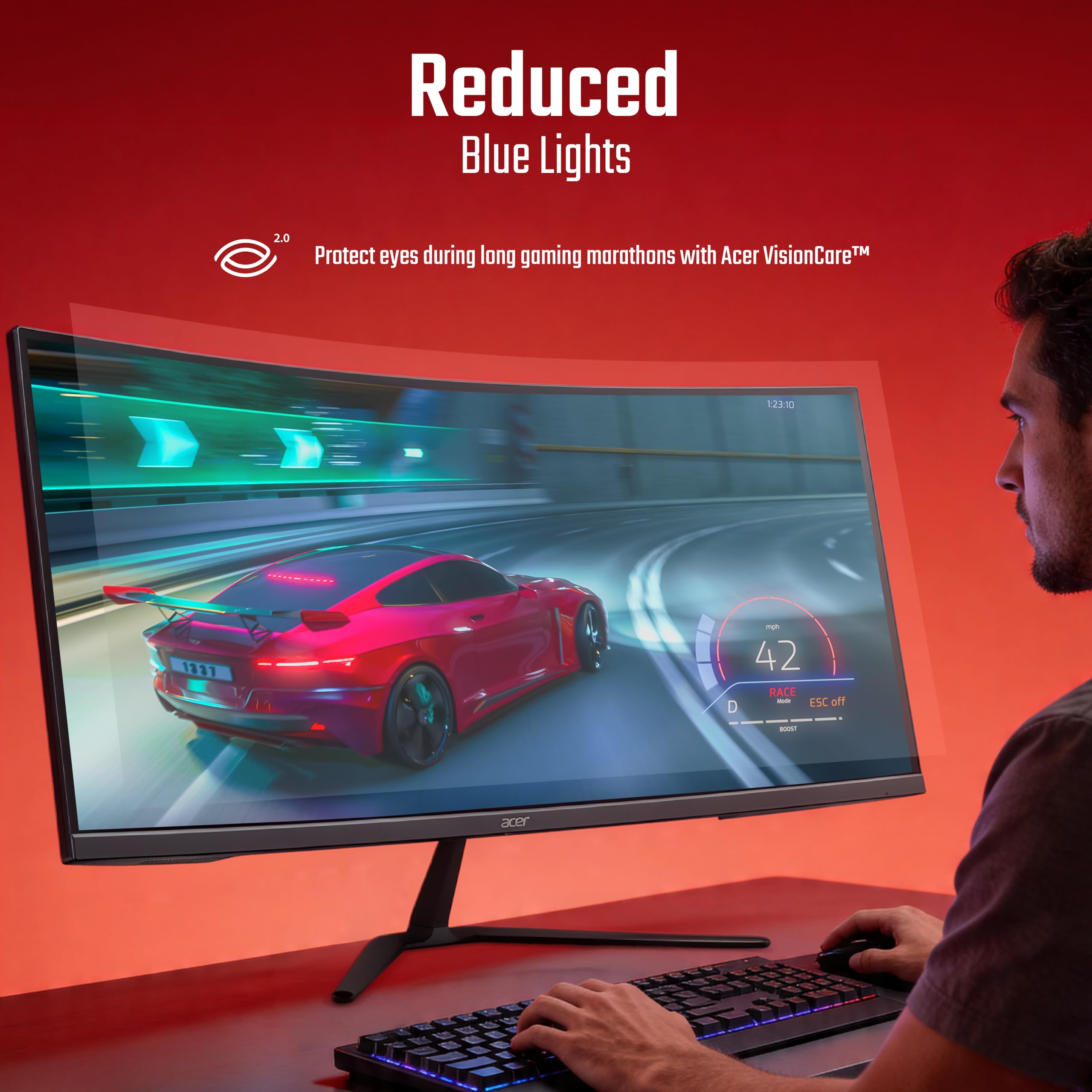 Acer Nitro ED340CUR J0 34 Inch UWQHD Curved Gaming Monitor | 3440x1440 VA Panel | 120Hz (DP) | 1ms VRB | AMD FreeSync Premium | HDR10 | 1500R | 2x HDMI 2.1 + DP 1.4 | Easy Tilt | Speakers | VisionCare — Amazon image 8