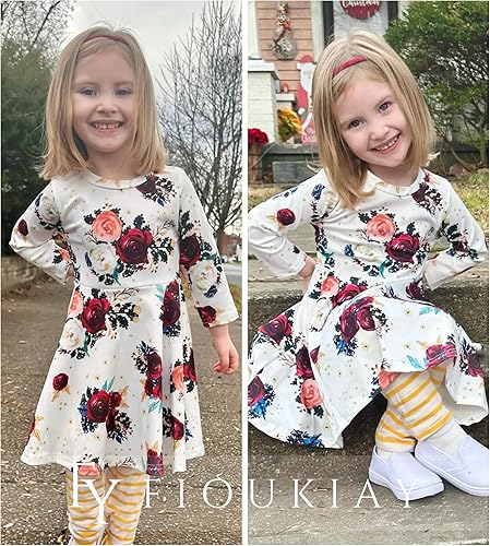 Vista 3 de Conjunto de ropa de otoño para niñas pequeñas, túnicas altas, leggings, ropa boutique