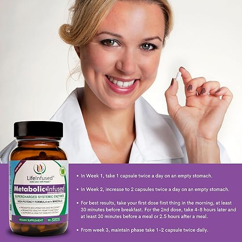 Miniatura 9 de Life Infused Infusión metabólica mezcla de 11 enzimas sistémicas de primera calidad y 72 minerales clave para funciones corporales óptimas y un