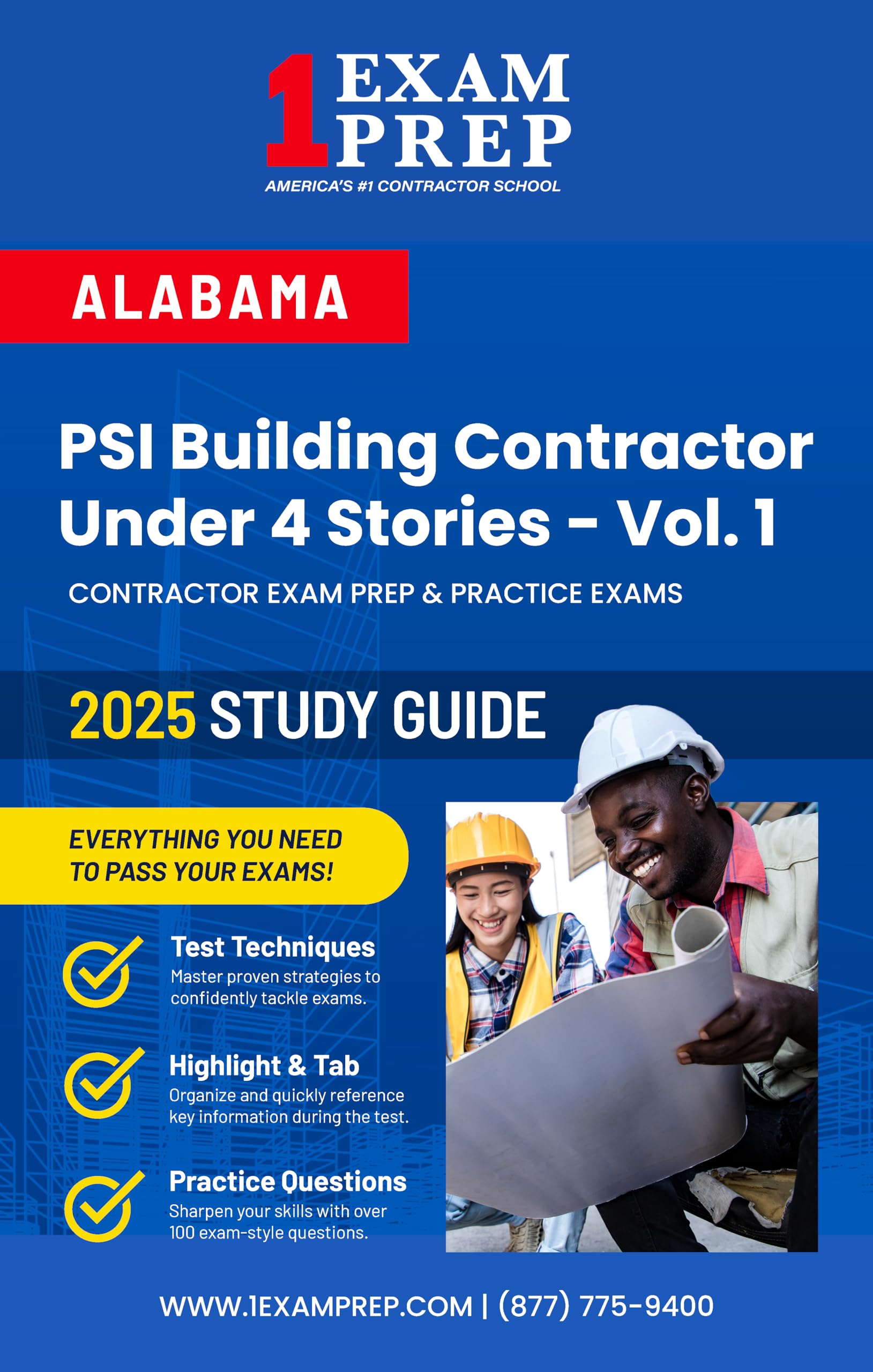 2025 Alabama PSI Building Contractor Under Four Stories - Vol 1: Contractor Exam Preparation & Practice Exams