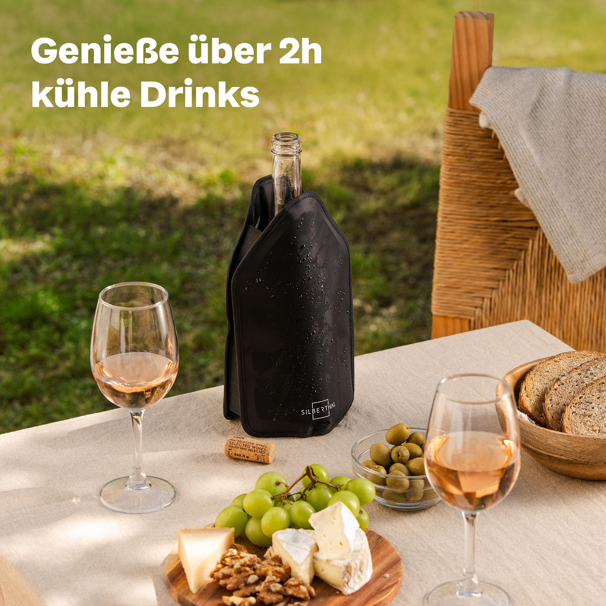 SILBERTHAL Weinmanschette für Flaschen 2er Set - Flaschenkühler für Wein, Sekt & Champagner - Kühlmanschette für unterwegs