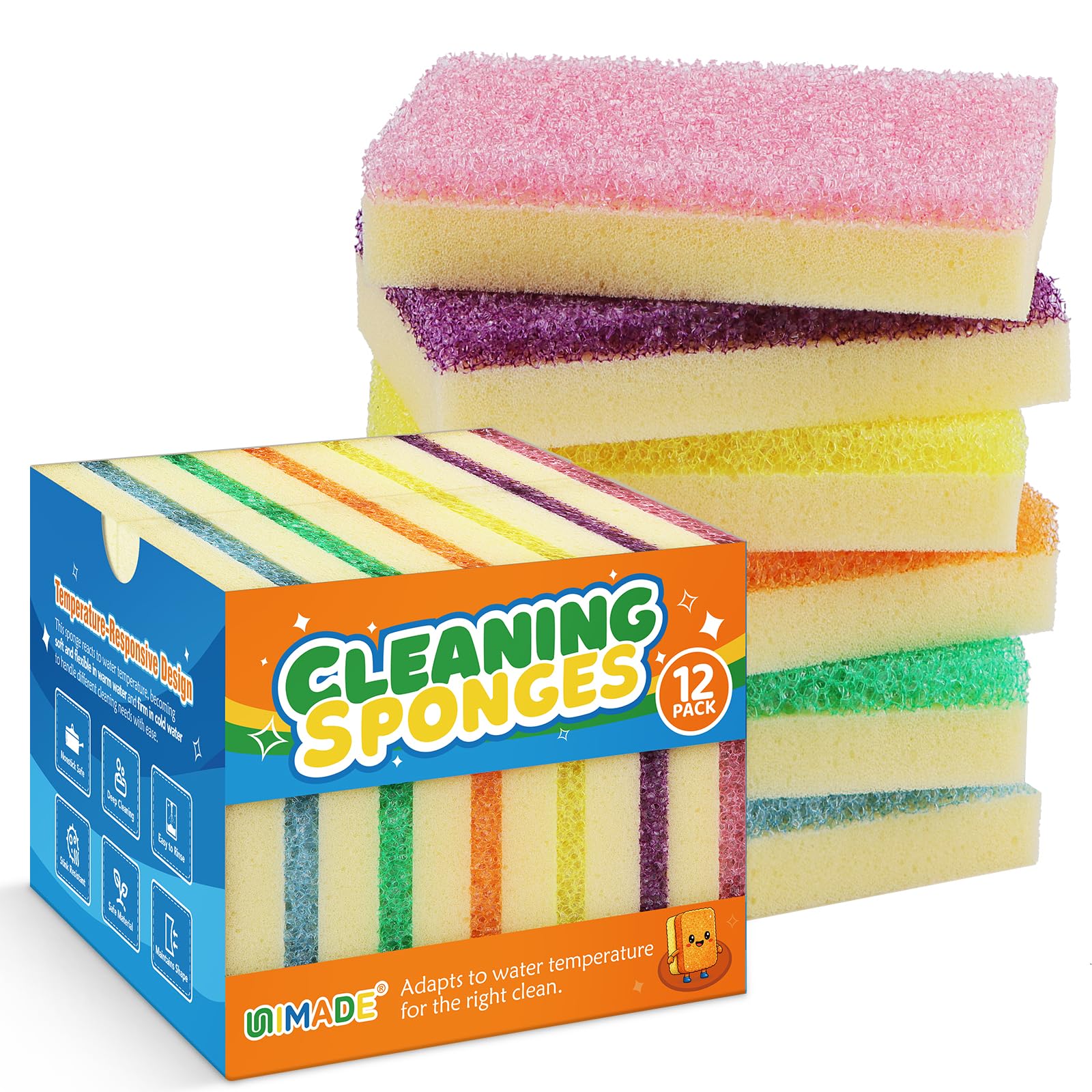 Photo 1 of UNIMADE Scrub Sponges, Temperature Responsive Dual-Sided, Multicolor