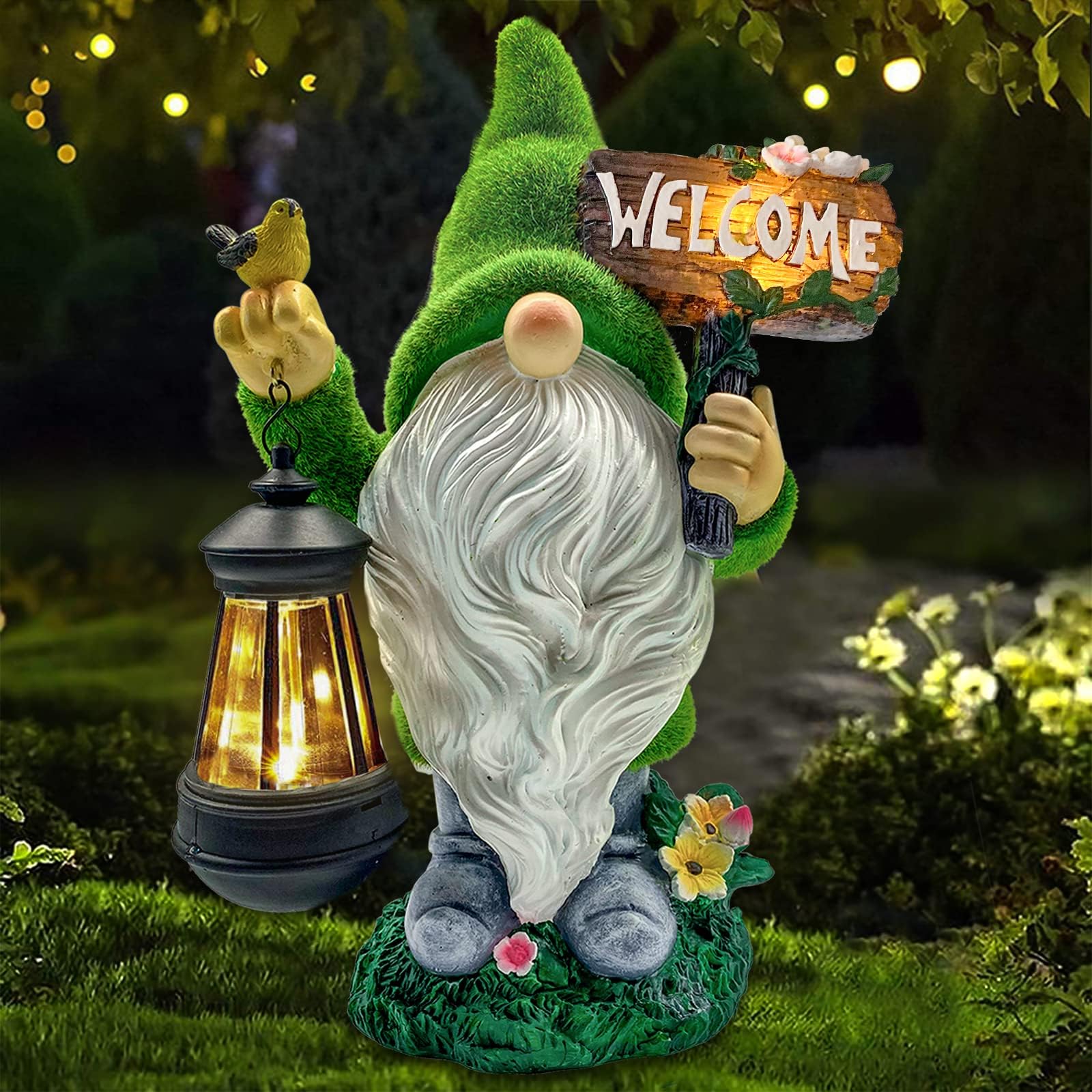 Solar Powered Welcome Sign Gnome Light Outdoor