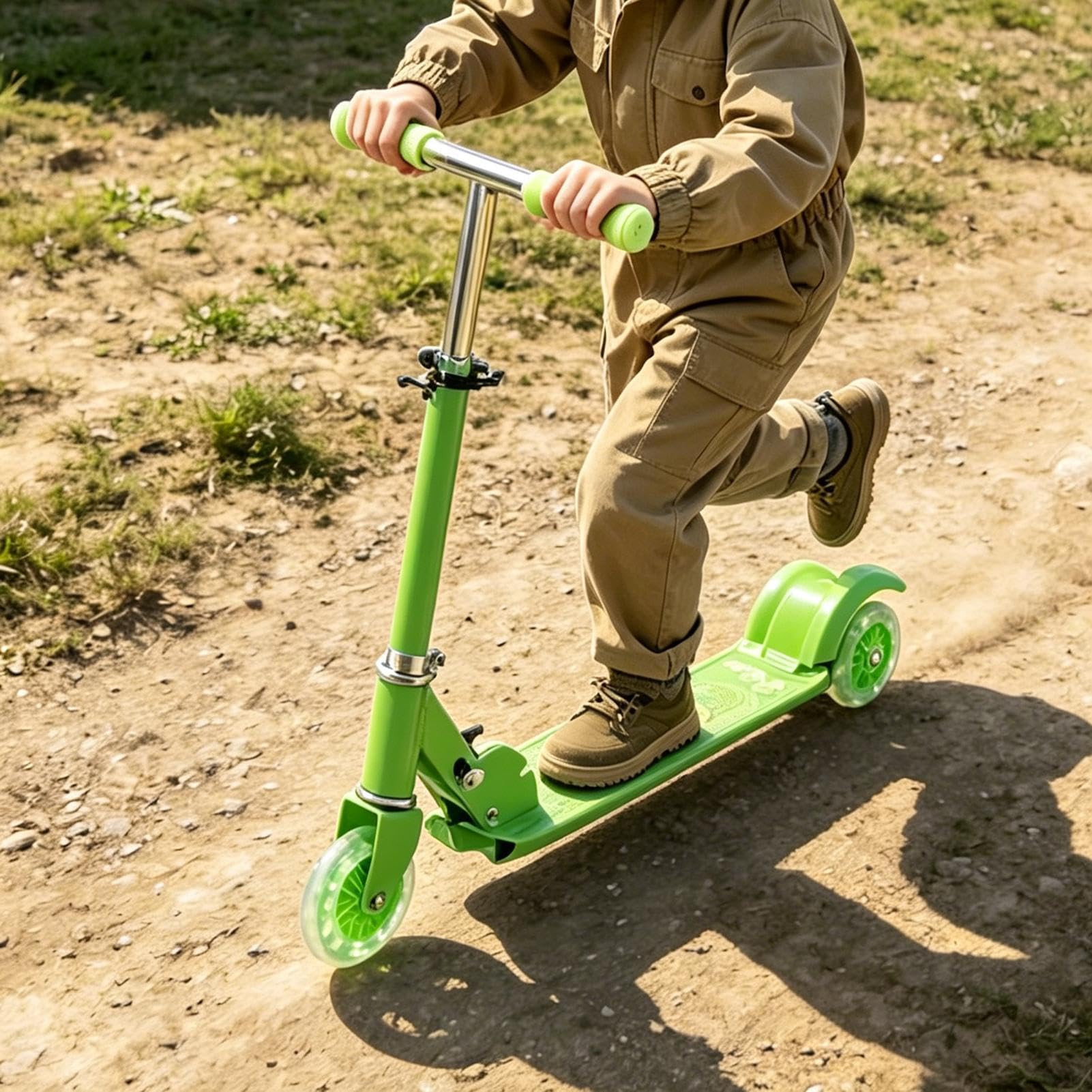 Monopattino A Spinta Per Bambini Giocattolo Pieghevole Con Ruote LED | Monopattino Sportivo Leggero Per Sport All'Aperto Passeggiate Parchi Viaggi Campeggio Vacanze Ragazzi Adolescenti Età 3-10