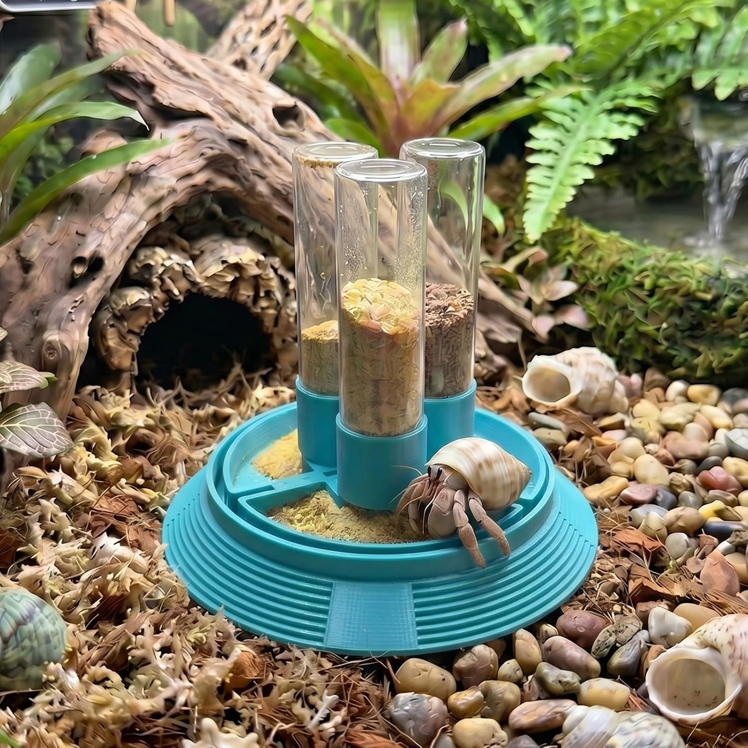 4-in-1 Hermit Crab Feeding Station - Integrated Nutrition and Hydration Center,3D-Printed Tank Accessories Made from Safe Materials, Suitable for Hermit Crabs and Small Reptiles.
