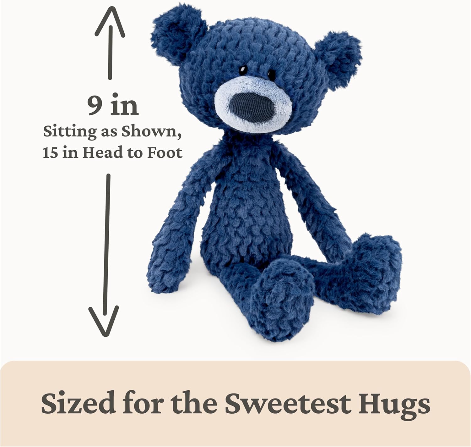 GUND Toothpick Ripple, Teddy Bear Stuffed Animal for Ages 1 and Up, Navy Blue, 15”