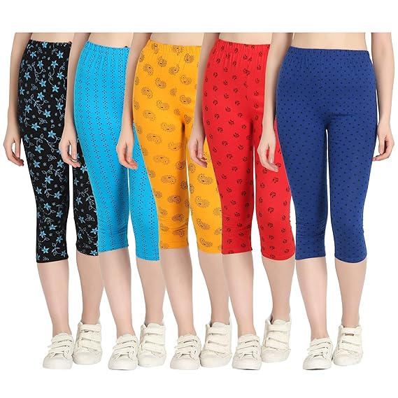 EHA Printed Capris for Women Combo Pack of 5