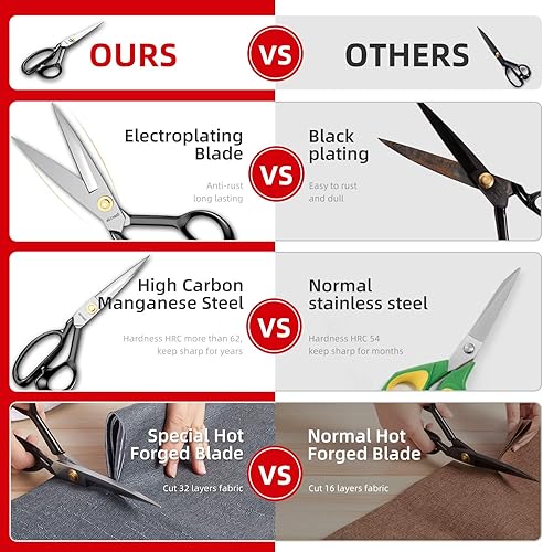 Miniatura 3 de Tijeras de tela a medida, tijeras de costura  Tijeras de 9 pulgadas para corte de tela, tijeras profesionales ultra afiladas, tijeras de sastre