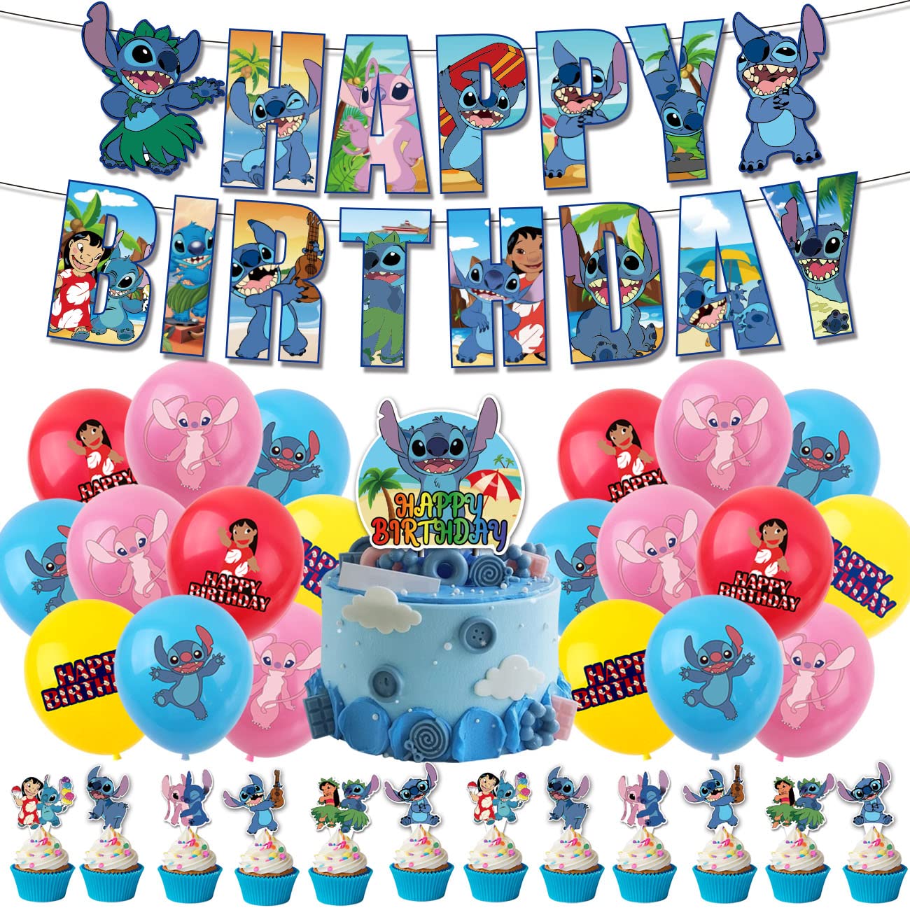 Buy BSNRDX Stitch Birthday Decorations, 52 PCS Stitch Birthday Party