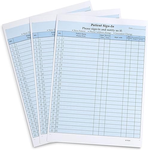 Blue Summit Supplies 125 hojas de inicio de sesión de pacientes, compatibles con HIPAA, etiquetas adhesivas autoadhesivas autoadhesivas, 3 formas de