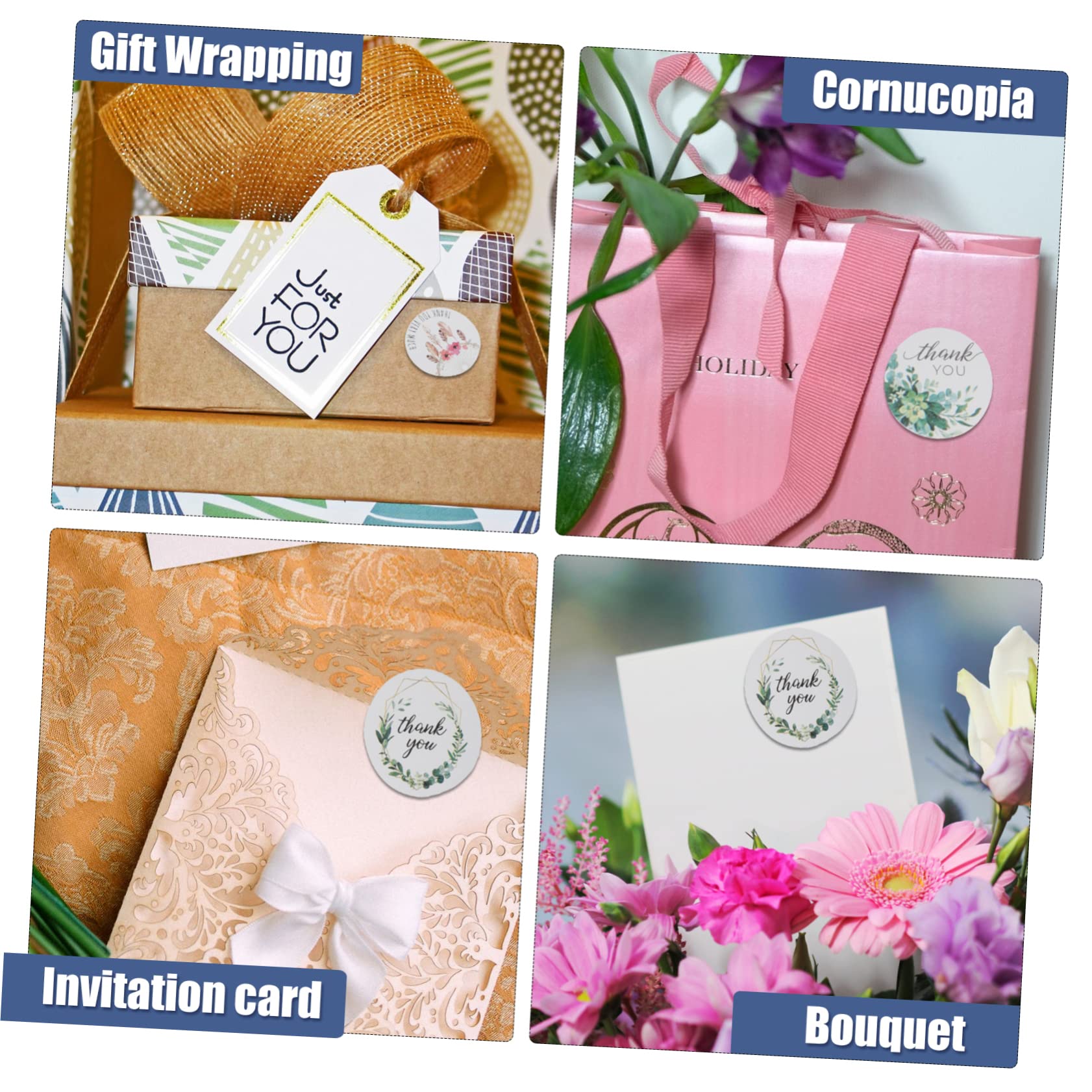 Tofficu 18rotoli Adesivi Ringraziamento Per Decorazioni Di Feste Di Stickers Autoadesivi Floral Per Buste Sacchetti e Regali Etichette Per Compleanni e Matrimoni