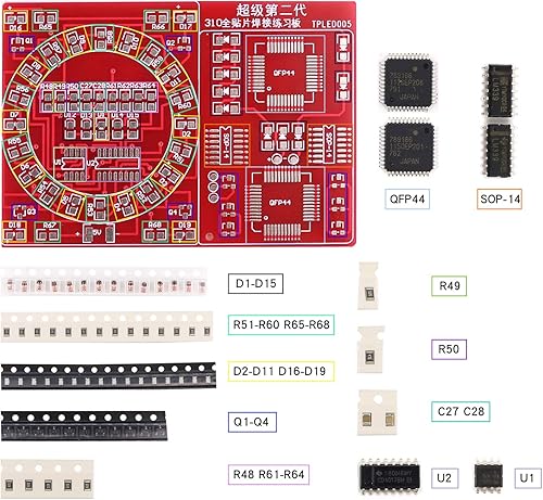 Miniatura 3 de Kit de práctica de soldadura, DIY SMD SMT Soldadura práctica práctica de soldadura Junta de entrenamiento de habilidades (soldadura-120 elementos)