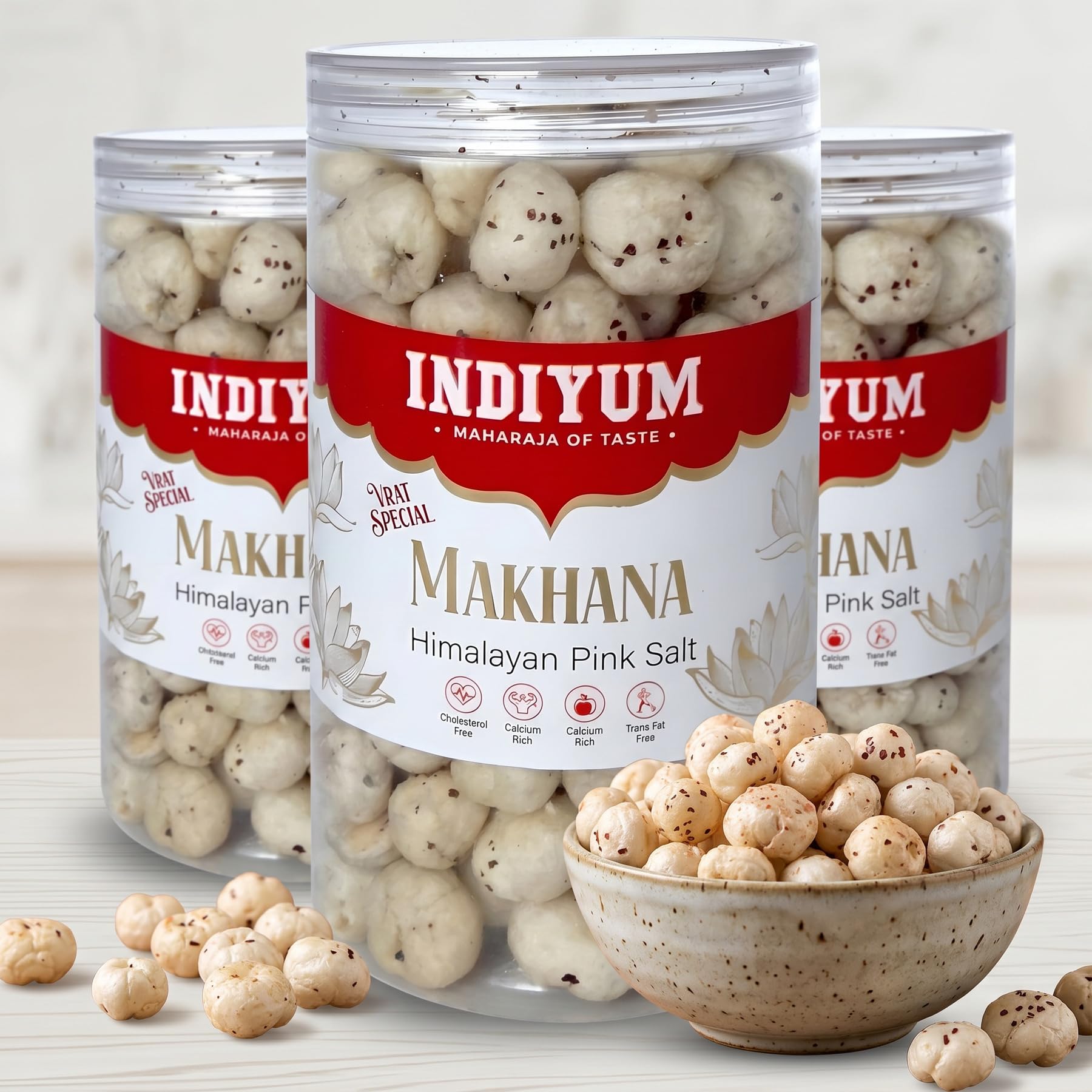 Indiyum Makhana (Foxnut) Ready to Eat Nashta | Rich in Calcium & Fiber | Himalayan Pink Salt & Black Pepper 270g (90g x 3)-image-28
