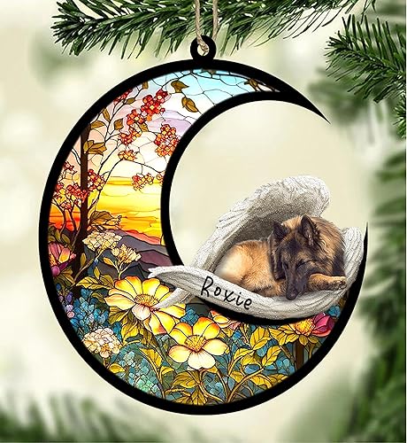 Miniatura 247 de Chow Chow Dog Memorial Suncatcher, adorno de Navidad Chow Chow con nombre, atrapador de pérdida de mascotas, regalos para los amantes de los perros