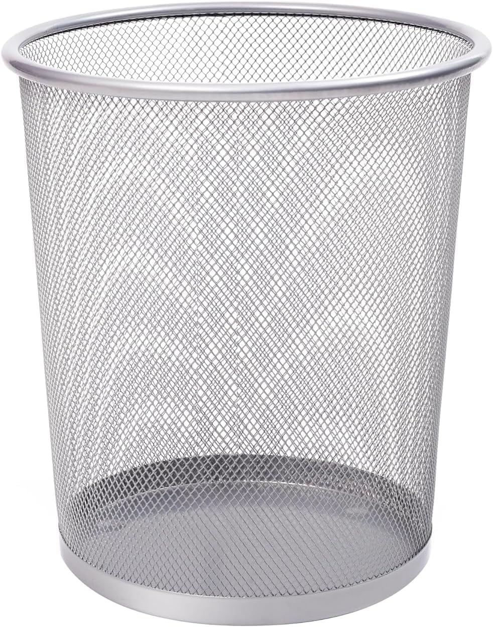 UTTAM Stylish Round Trash Can - Mesh Bin | Ideal for Home & Office | Non-Slip & Sturdy | Indoor Garbage Bin with Sleek Design | Perfect for Kitchen, Bedroom, Bathroom (1, Silver)