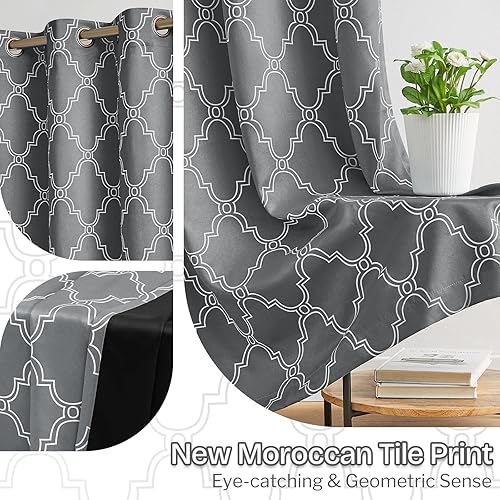 Miniatura 7 de Melodieux Cortinas opacas completas con estampado marroquí de 84 pulgadas de largo, para dormitorio, sala de estar, aislamiento térmico, reducción
