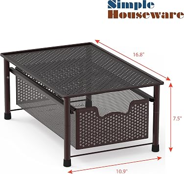 Simple Houseware Stackable Cabinet Basket Drawer Organizer, Bronze