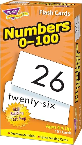 Miniatura 4 de Trend Enterprises Números 0-100 tarjetas didácticas de habilidad, números y palabras numéricas, forma emocionante de que todos aprendan, ideal para