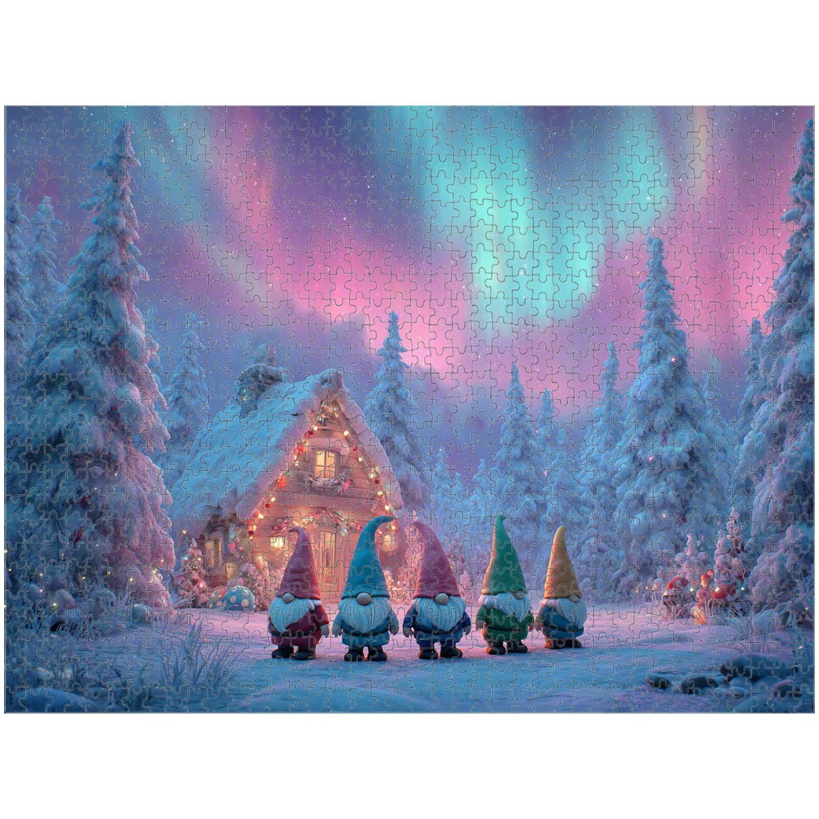 Puzzle 2000 Pezzi - Natale & Cabina - Puzzle in Legno Durevole 1T#895 | Puzzle in Legno, Tagliati con Precisione, Inchiostro dai Colori Vivaci, Hobby Statico, Decorazione per Casa, Regalo, 75x105cm